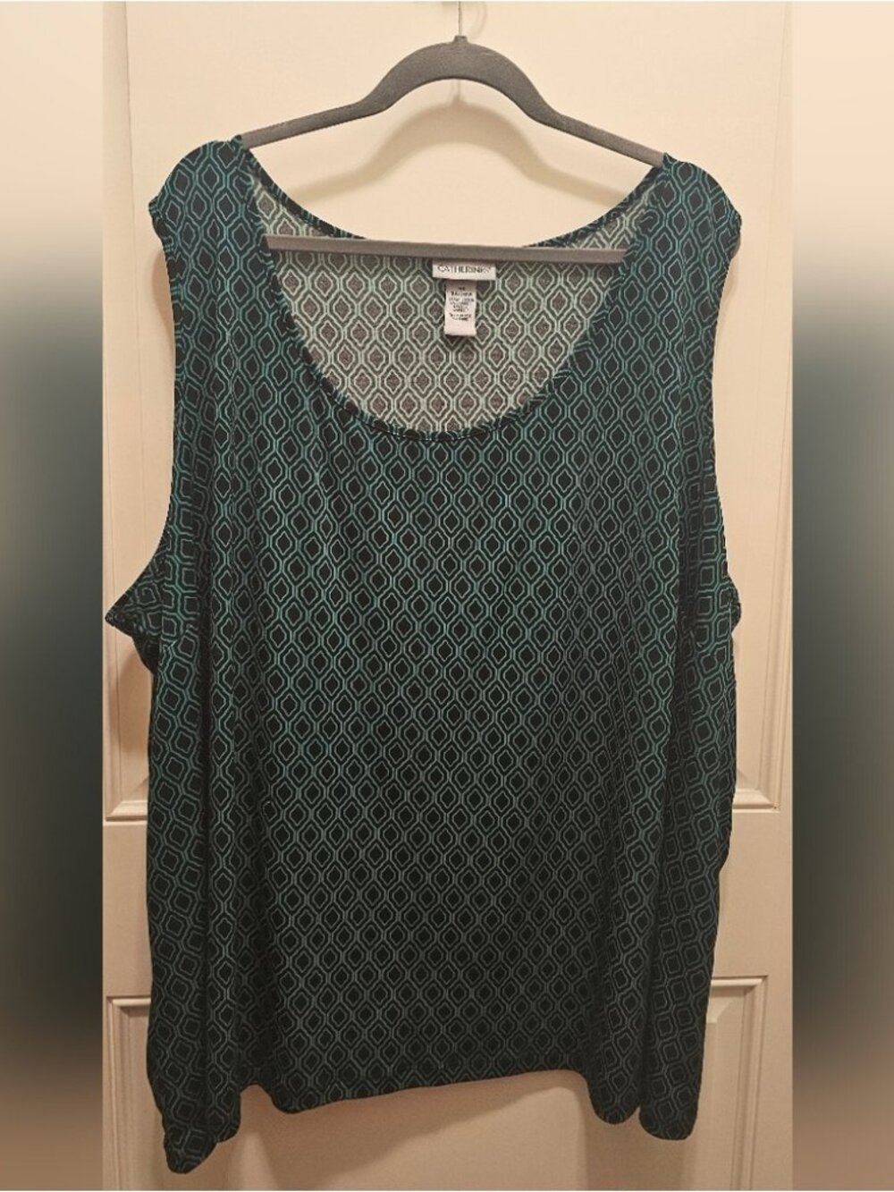 Catherines Green Diamond Pattern Dress Tank Top